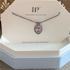 Elegant BP Necklace “Spill the Tea” Rose Quartz Pendant Necklace